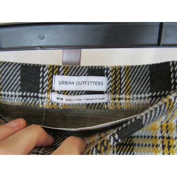 NWT Urban Outfitters Medium Plaid Asymmetrical Ruffle Skirt Yellow White Black - Picture 2 of 4